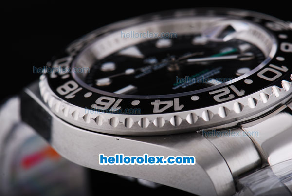 Rolex GMT-Master Oyster Perpetual Date Swiss ETA 2836 Automatic with Black Ceramic Bezel and Black Dial-White Marking and Small Calendar - Click Image to Close